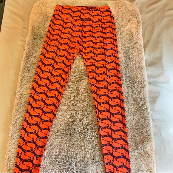 Women’s LuLaRoe Blue and Orange Duck Leggings OS - Picture 3 of 6